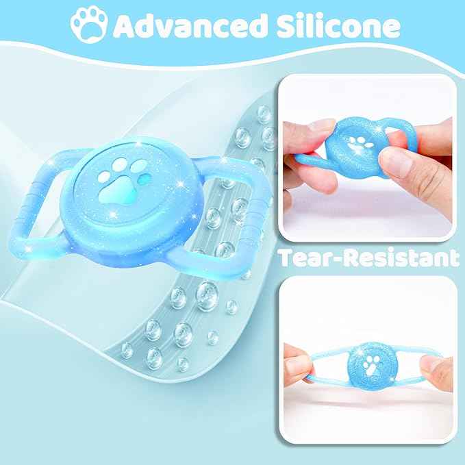 SANKALA Luminous Airtag Dog Collar Holder, [1 Pack] Glittery Waterproof Airtag Holder for Dog, Silicone Full Body Covered Anti-Lost Protective Airtag Case - Fits All Width Pet Collars, Blue Glitter