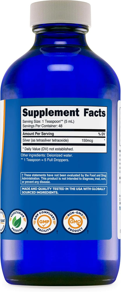 Nutricost Colloidal Silver 8oz - Cobalt Blue Glass Bottles, Bio-Active Colloidal Silver