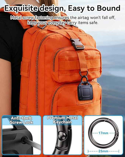 DDJ 4-Pack IPX8 Waterproof for AirTag Holder Case Keychain, Screw Lock - Rugged Case for Apple AirTags 1st & 2nd Generation with Key Ring, Durable Air TagHolder for Dog Collar/Luggage/Key/Backpack