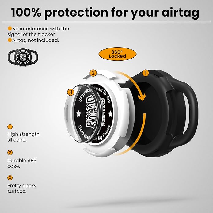 Waterproof AirTag Dog Collar Holder for Apple AirTag QR Code
