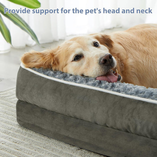 BFPETHOME Orthopedic Dog Beds for Large Dogs-Waterproof Sofa Dog Bed with Removable Washable Cover, Large Pet Bed with Waterproof Lining and Nonskid Bottom, Pet Bed for Dogs