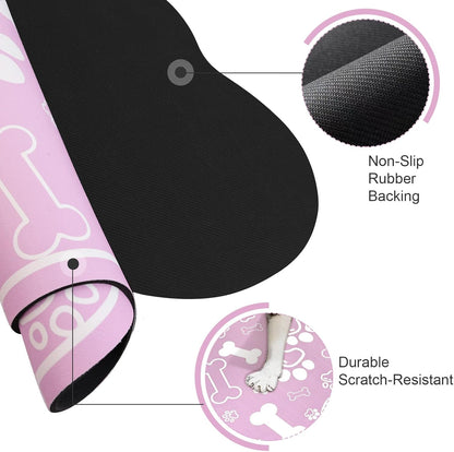 Dog Cat Mat for Food and Water,Rapid Absorbent Pet Feeding Mat, Bone Shaped Dog Placemat Bowl Mat with Rubber Backing,No Stains Pet Food Mats Indoor, Pet Accessories Supplies,Pink 17"×29"