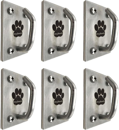 Canine Hitch- Secure Dog Leash Parking Mounted Indoor – Outdoor Wall Hook - Tie Out Stainless Steel Practical Lead Management for Home & Business, Ultimate Strength 6 Packs