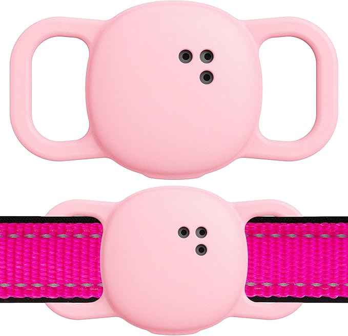 DDJ Cat Collar Case for Life360 Tile Sticker Tracker, 2-Pack Silicone Anti-Lost Protective Cover for Life 360 Tile Sticker Holder for Dog/Pet Collars, Durable, Easy Installation, Lightweight, Pink