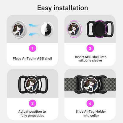 Waterproof Airtag Dog Collar Holder, Silicone & ABS Airtag Holder for Dog & Cat Collars, Ultra-Durable, Lightweight and Protective Airtag Case (Pink-1, Regular)
