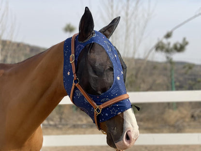 Horse Fly Mask Super Comfort Horse Fly Mask Elasticity Fly Mask with Ears We Only Make Products That Horses Like… (Midnight Blue, L)