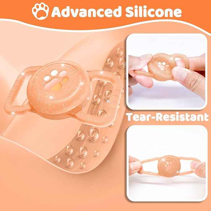 SANKALA Luminous Airtag Dog Collar Holder, [1 Pack] Glitter Waterproof Airtag Holder for Dog, Silicone Full Body Covered Anti-Lost Protective Airtag Case - Fits All Width Collars, Orange Glitter