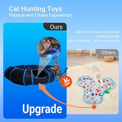 Interactive Cat Toys, Fast Rolling Toy Ball in Round Cat Tunnel, Automatic Cat Toy for Indoor Cats, Cat Hunting Toys for Indoor Cats