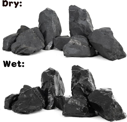 Unocho Natural Aquarium Rocks 10LB Decorative Slate Stones Black Rocks for Aquarium,Aquascaping,Fish Tank Decoration, Reptile Basking Platforms, Bonsai & Garden-7Pcs 3-7inches