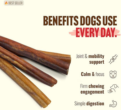 Natural Farm Peanut Butter Flavor Collagen Sticks for Dogs (12 Inch, 12 Count), Long-Lasting Beef Collagen Sticks, Rawhide Alternative Chews with Chondroitin & Glucosamine, Low-Fat Dental Treats