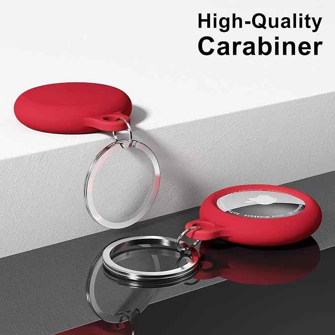 oakxco for Airtag Keychain Silicone, Airtag Holder with Key Ring, Air Tag Cover Cute Accessories for Kids, Luggage, Car Dog Collar, Car, Compatible with Apple Airtag Case Waterproof Tracker, Red