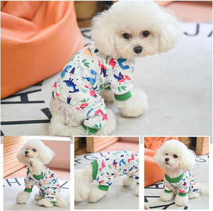 BEAUTYZOO Dog Pajamas Large Sized Dog, Summer Doggie Pajamas for Boy Girl, Soft Strechy Cotton Puppy Pjs Jammies Onesies for Men Women, Pet Jumpsuit Body Suit Cat Apparel Clothes, Green Dinosaur XL
