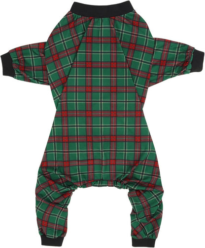 HDE Dog Pajamas One Piece Jammies Jumpsuit Pet Clothes Outfit Stretchy Lightweight Comfy Shirt Pjs for M-3XL Dogs Holiday Plaid - M