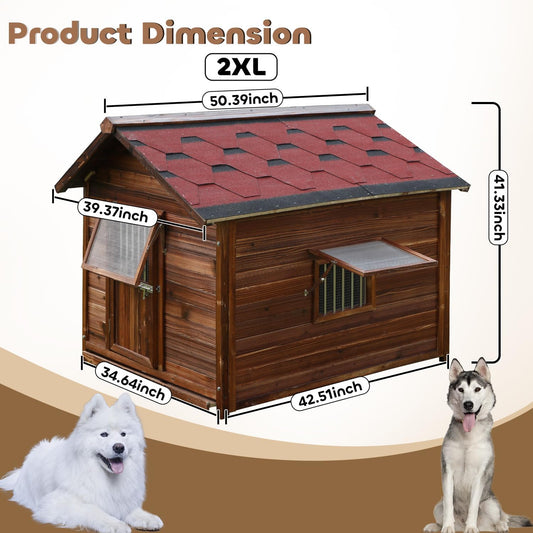 Large Dog House Outdoor,Weatherproof Big Dog Kennel with Removable Floor&Roof,insulate Warm Dog House Outside, XXL Pet Houses, 2XL-42.51''(D) X34.64''(W) X41.33''(H)
