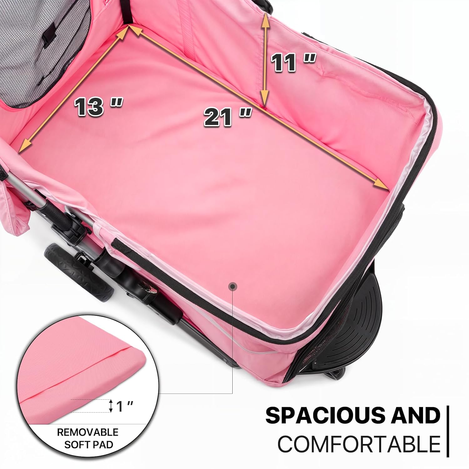 MoNiBloom 3-Wheels Foldable Pet Stroller with Waterproof Cover, Pet Strolling Cart for Small/Medium Dogs and Cats with Storage Basket and Cup Holder, Breathable and Visible Mesh for All-Season, Pink - Pawvie