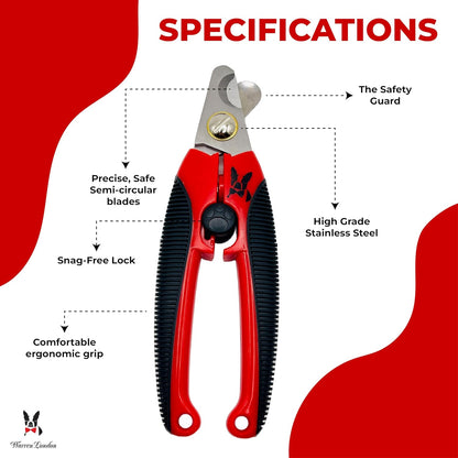Warren London Dog Nail Clippers – Large Breed Nail Trimmer with Stainless Steel Blade, Safety Guard & Non-Slip Handle | Professional Grooming Tool for All Dog Sizes