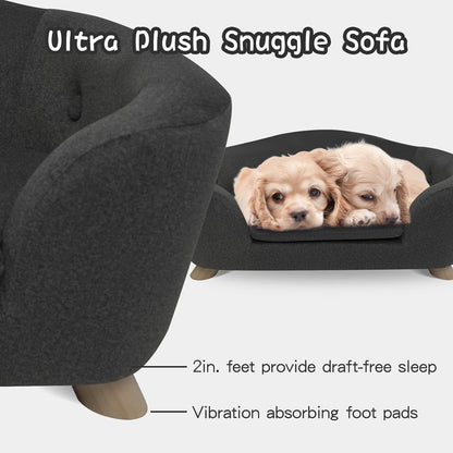 SHAVI Pet Sofa Dog Couch for Small Pet Dog and Cats, Low Back Lounging Bed with Velvet Modern Cat Couch Easy-to-Clean(Pink)