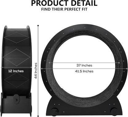 Portable Cat Running Wheel for Indoor Cats 44" Large XL 12" Wide, Cat Treadmill, Wheel with Carpeted Runway for Kitty’s Longer Life, Moveable Safe & Stable Design.