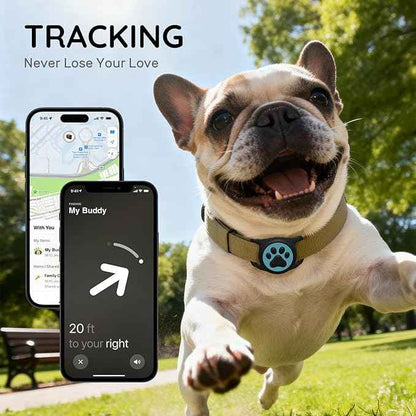 for Airtag Dog Collar Holder, Dog Airtag Holder Waterproof, Lightweight & Soft Silicone Air Tag Case for Pet Collars, Works with Multiple Tracker Tag Products (Black & Blue, 1 Pack)