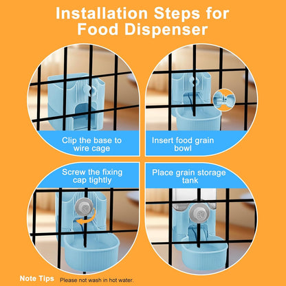 Auto Gravity Food Dispenser for Cage Hanging, 41OZ Capacity Hanging Automatic Pet Cage Feeder, Food Bowl for Cats Dogs Rabbit Ferret Chinchilla Bird Hedgehog Guinea Pig (Blue)