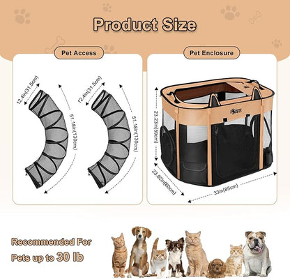 Ownpets Portable Cat Playpen with Removable Tunnel, Foldable Puppy Play Pen, Indoor Outdoor Cat Enclosure Pet Tent for Cats, Dogs and Small Pets