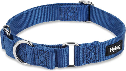 Hyhug Pets Premium Upgraded Durable Nylon Anti-Escape Martingale Collar for Boy and Girl Dogs Comfy and Safe - Professional Training, Daily Use Walking. (Medium, Classic Blue)