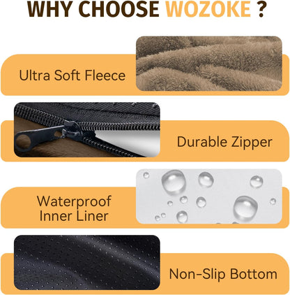 Orthopedic Washable Large Dog Bed: Cooling Dog Bed with Bolsters - Jumbo Bed Waterproof Removable Cover Non-Slip Pet Bed for Extra Large Sized - Coffee