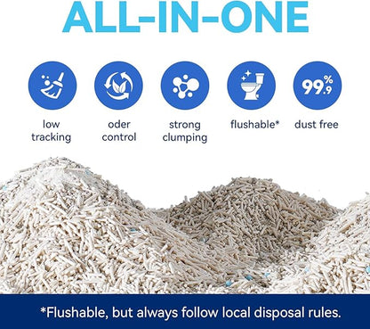 OPET Mixed Tofu Cat Litter - 19lb Strong Clumping Litter, Mixed Tofu and Bentonite, 99.9% Dust Free and Flushable Cat Litter, Natural Sustainable Ingredients Odor Control, Low Tracking（19lb, Milk）