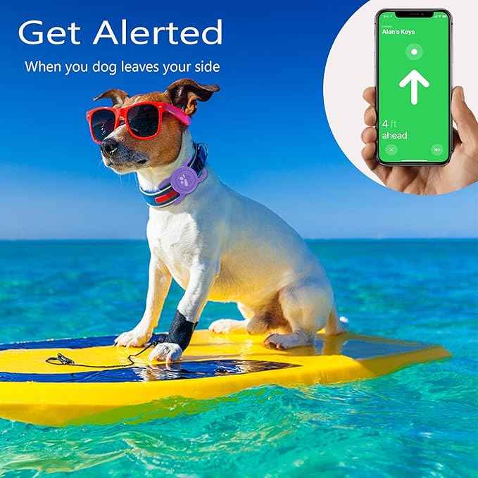 SANKALA Airtag Dog Collar Holder, [1 Pack] Waterproof Dog Airtag Holder, Silicone Full Body Covered Anti-Lost Protective Apple Air Tag Holder for Pet Collar - Fits All Width Collars, Dark Purple