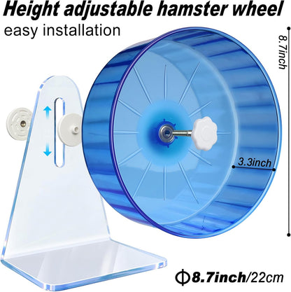 Hamster Wheel,Silent Wheel,Super Silent Hamster Exercise Wheels,Silent Hamster Wheel,Adjustable Stand Hamsters Exercise Wheels,Quiet Rat Wheel (Φ 8.7 inch, Blue)