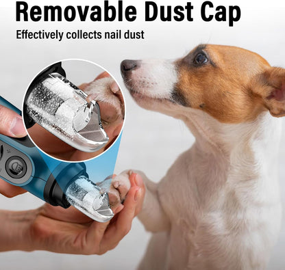 Casfuy Smart 6-Speed Dog Nail Grinder - 50% More Power Pet Nail Grinder with 2 LED Lights Quiet Rechargeable Electric Dog Nail Trimmers File Toenail Grinder for Large Medium Small Dogs & Cats (DB)