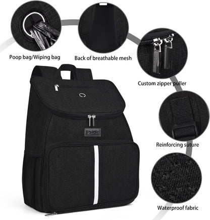 BAGLHER丨Dog Travel Bag, Airline Approved Pet Supplies Backpack, Dog Travel Backpack Accessories Set with 2 Silicone Collapsible Bowls and 2 Food Baskets. Black - Pawvie