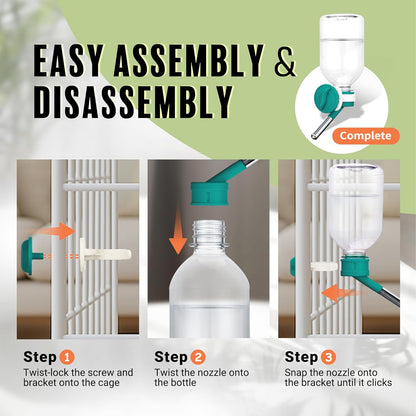 Choco Nose Patented No-Drip Water Bottle/Feeder for Guinea Pigs/Hamsters/Bunnies/Ferrets/Other Small Pets, Critters and Animals - for Cages, Crates or Wall Mount. 10.2oz. Nozzle 10mm, Green (C128)