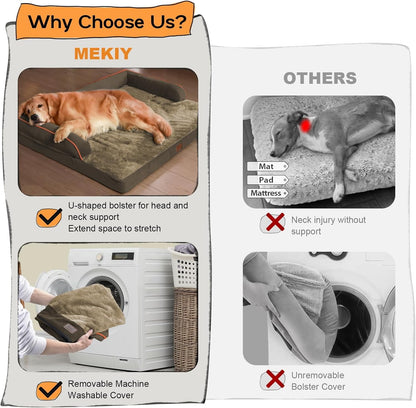 Small Dog Bed Waterproof Orthopedic Dog Beds for Medium Sized Dogs Comfy Pet Cat Bed with Sides, Washable Removable Cover