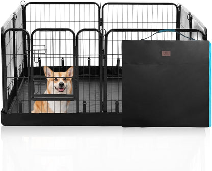 PJYuCien Dog Playpen Plus Storage Bag, 24" H 8 Panels Puppy Pen with Square Bottom, Heavy Duty Dog Fence for Puppies/Small Dogs
