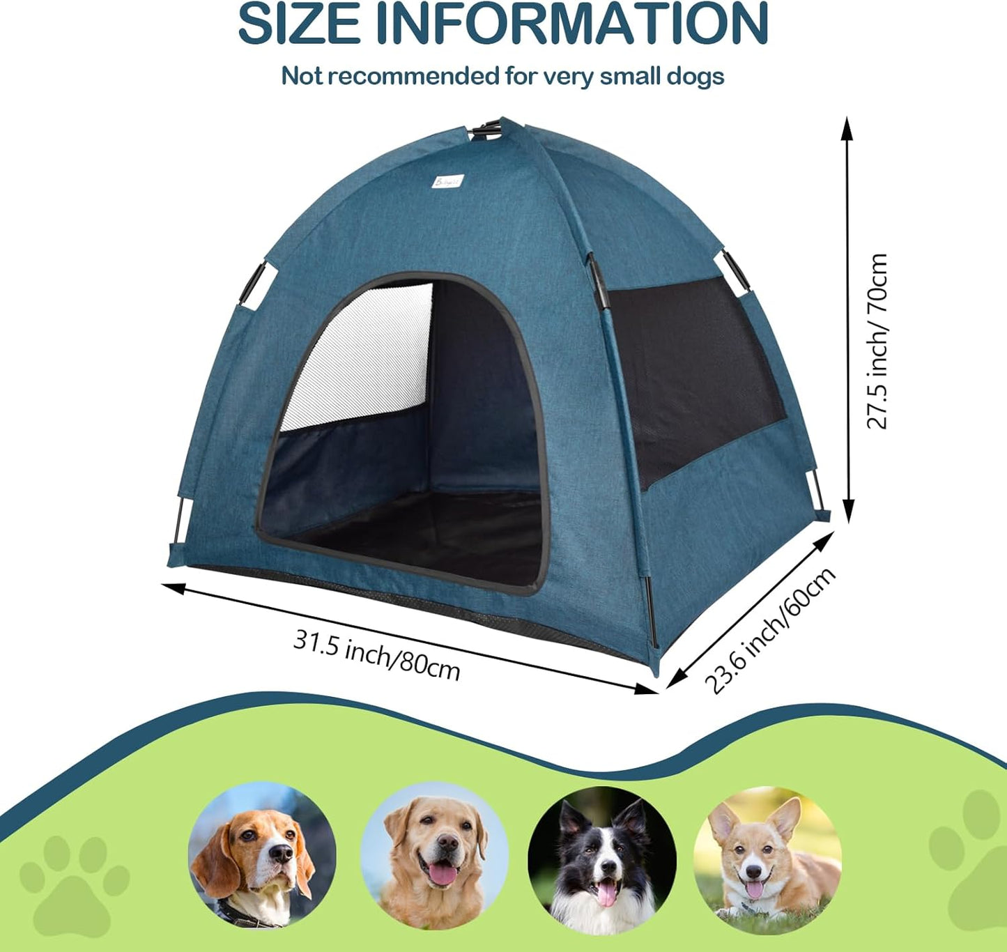 Navy Blue Large Outdoor Cat & Dog Tent - Waterproof, Washable, Indoor/Outdoor, Cave Nest Bed