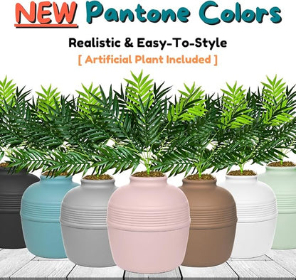 Good Pet Stuff Hidden Litter Box Planter, Decorative Cat Litter Enclosure with Carbon Filter, Artificial Plant, Easy Clean, Improved Design, Round Style, Base Kit, Blush Pink