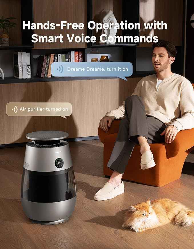 ‌Dreame Pet Air Purifier, 1346 ft² for Home Large Room, NeverChange 5.4-Year Filters for Odor Purification, 360° Visual Collection of Hair, ‌Pet-Friendly Design, APP & Voice Control, AP10-Grey
