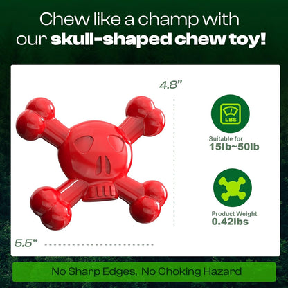 Dog Chew Toys for Aggressive Chewers – Indestructible Nylon Bone for Puppy Teething,Tough Chew Toy for Small Dogs, Bacon Flavor and Outdoor Fun, Skull Design
