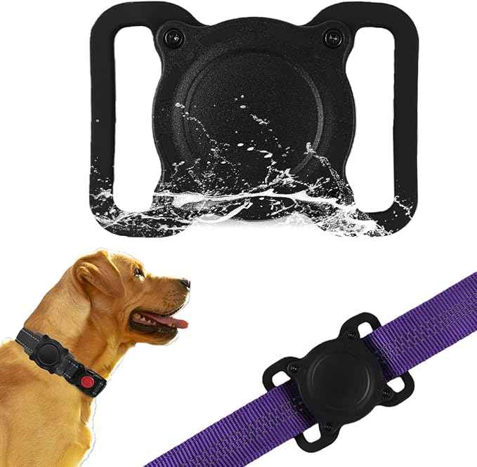 Compatible with Airtag Holder–IP68 Waterproof Silicone Anti-Lost Airtag Case for Pet Collars, High-Strength Elastic Silicone for Airtag Holder Fits Pet Collar, Large for 1"~1.6" Collar