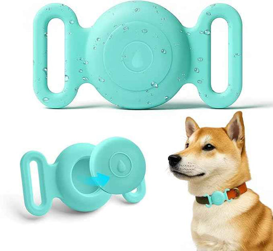 Dog Safety Pendant, Collar Holder for AirTag 2nd & 1st Gen, Pet Tracker Accessory for Dog GPS Tracking, Durable Silicone, Waterproof & Shock-Resistant, Anti-Scratch Anti-Loss,Mint Green, Medium