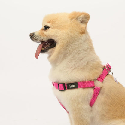 PUPTECK No Pull Dog Harness Soft Adjustable Basic Nylon Step in Puppy Vest Outdoor Walking with ID Tag X-Small DeepPink