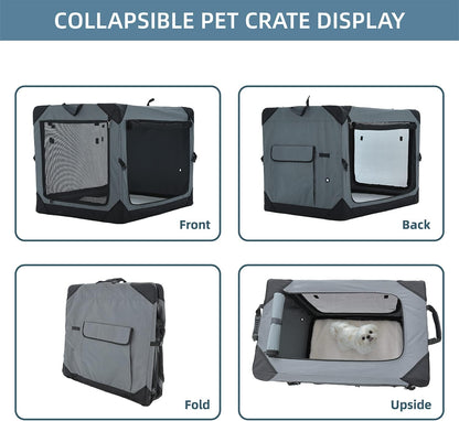 Pettycare 26 Inch Collapsible Foldable Soft Dog Kennel with Chew Proof Mesh Windows, Indoor & Outdoor Travel Dog Crate