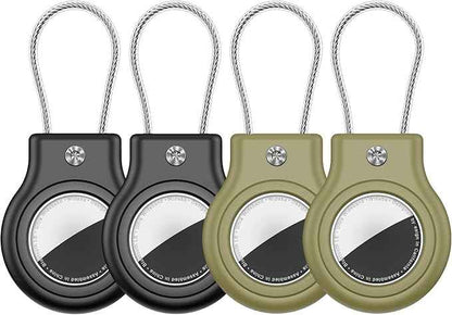 Waterproof Airtag Holder,4 Pack Airtag Case with Secure Lock,Airtags Keychain for Apple Air tags,Anti-Lost Protective Case Air tag Accessories for GPS Tracker Luggage,Key,Pet-Black/Black/Green/Green