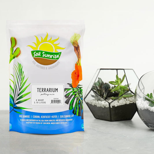 Terrarium Potting Soil Mix (4 Quarts), w/Blended Filtering Charcoal Custom Made for Terrariums