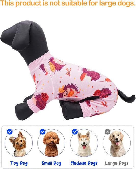 PET SHOW 4 Pack Fall Small Dog Pajamas Thanksgiving Clothes Doggies Girl Boy Soft Stretchy PJs Autumn Jumpsuit Puppy Cats Onesies Outfits with Sleeve Pets Dachshund Costume XS