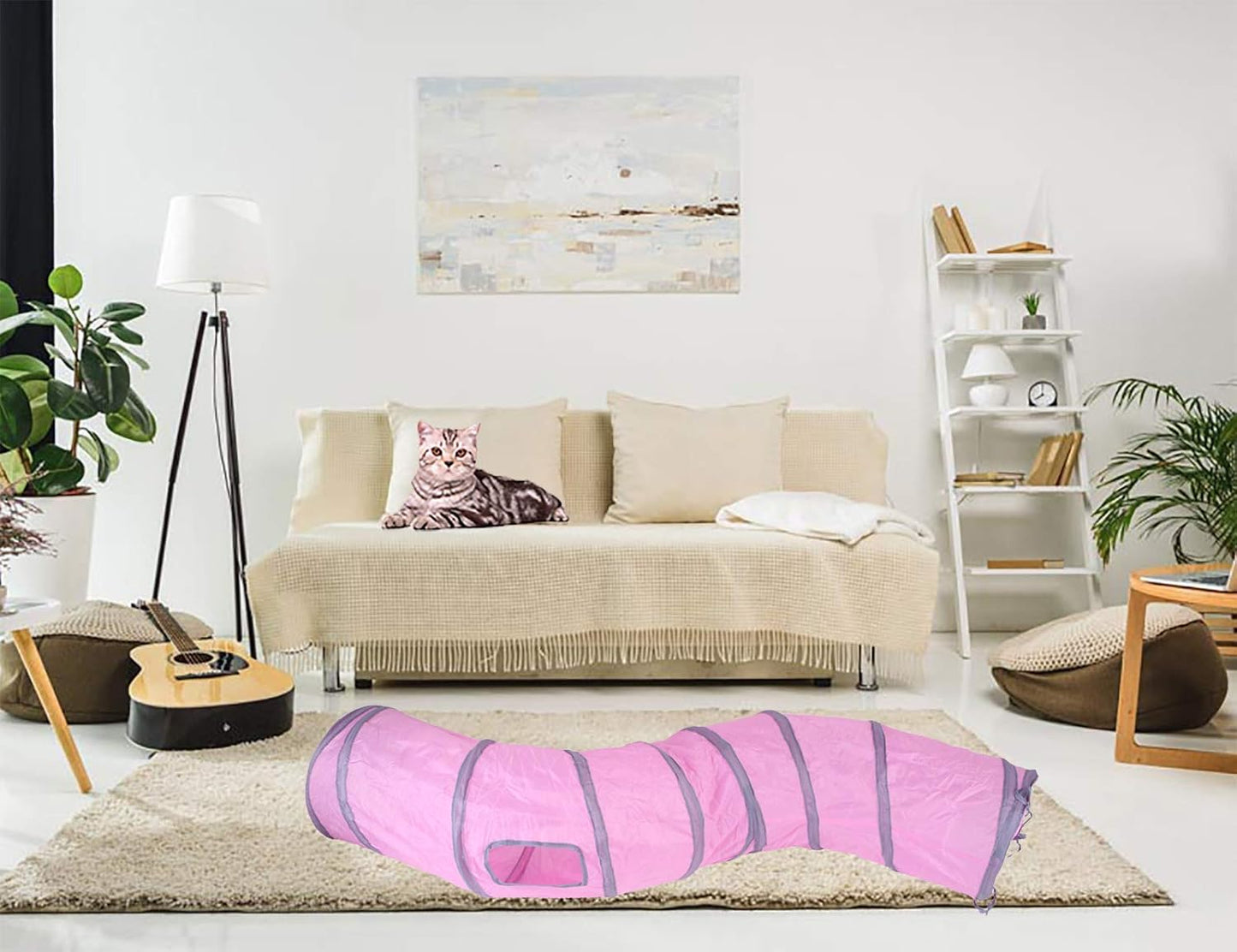 iCAGY Cat Tunnel for Indoor Cats Interactive, Rabbit Tunnel Toys, Pet Toys Play Tunnels for Cats Kittens Rabbits Puppies Crinkle Pop Up 47" Shape S