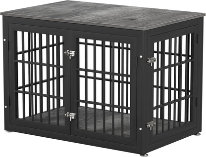 38 Inch Heavy Duty Dog Crate Furniture for Large and Medium Dogs, Decorative Pet House End Table, Wooden Cage Kennel Furniture Indoor, Gray