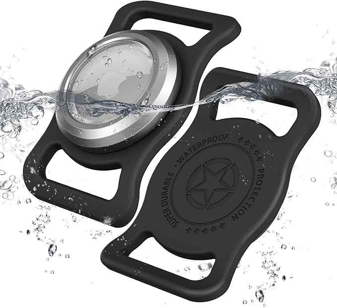 [2 Pack] Waterproof AirTag Dog Collar Holder Case for Dog Collar with AirTag Holder Silicone Full-Body Protection,Suitable for Medium to Large Sized Collars