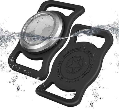 [2 Pack] Waterproof AirTag Dog Collar Holder Case for Dog Collar with AirTag Holder Silicone Full-Body Protection,Suitable for Medium to Large Sized Collars